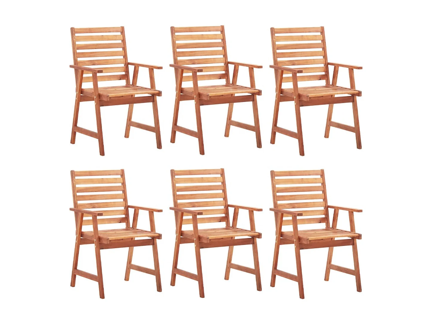 Chaises à dîner d'extérieur 6 pièces avec coussins Acacia massif