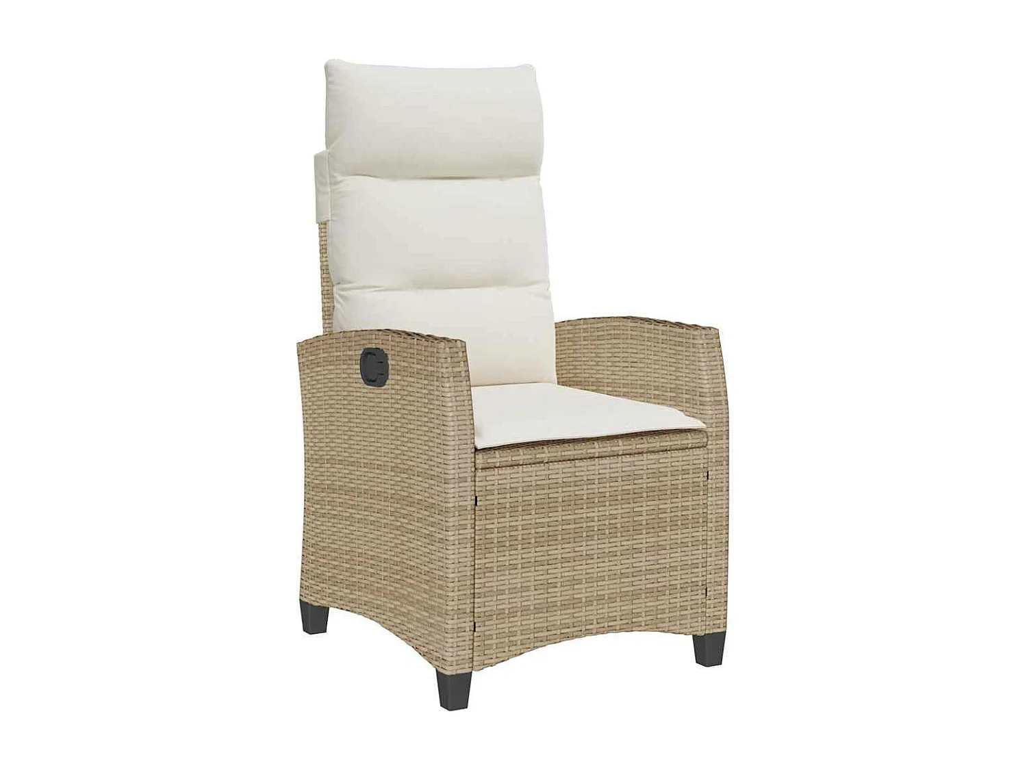 Cadeira de jardim reclinável com mesa de apoio vime PE bege