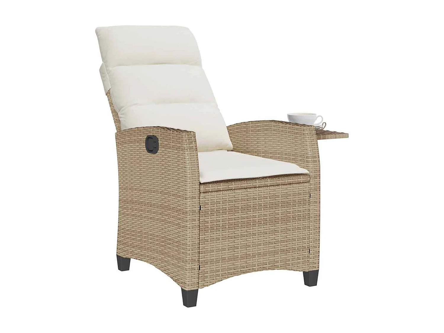 Cadeira de jardim reclinável com mesa de apoio vime PE bege