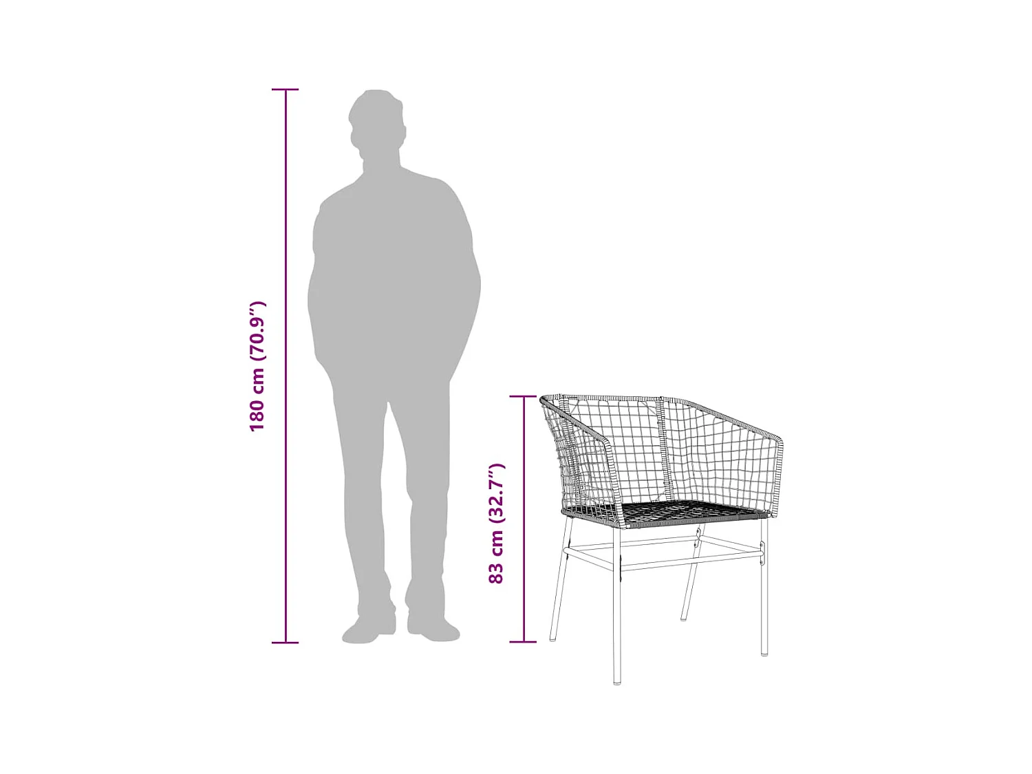 Chaises de jardin 2 pièces Noir Résine tressée