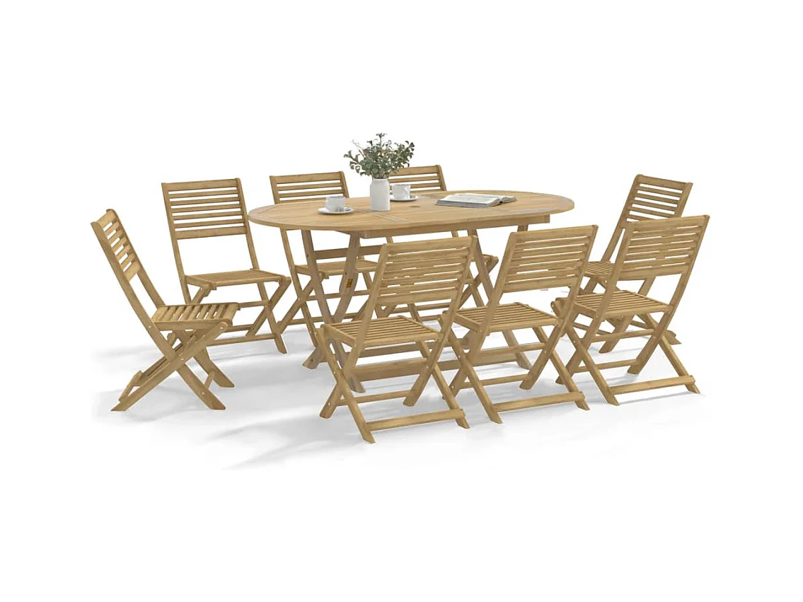 Chaises pliables de jardin lot de 8 bois massif d'acacia