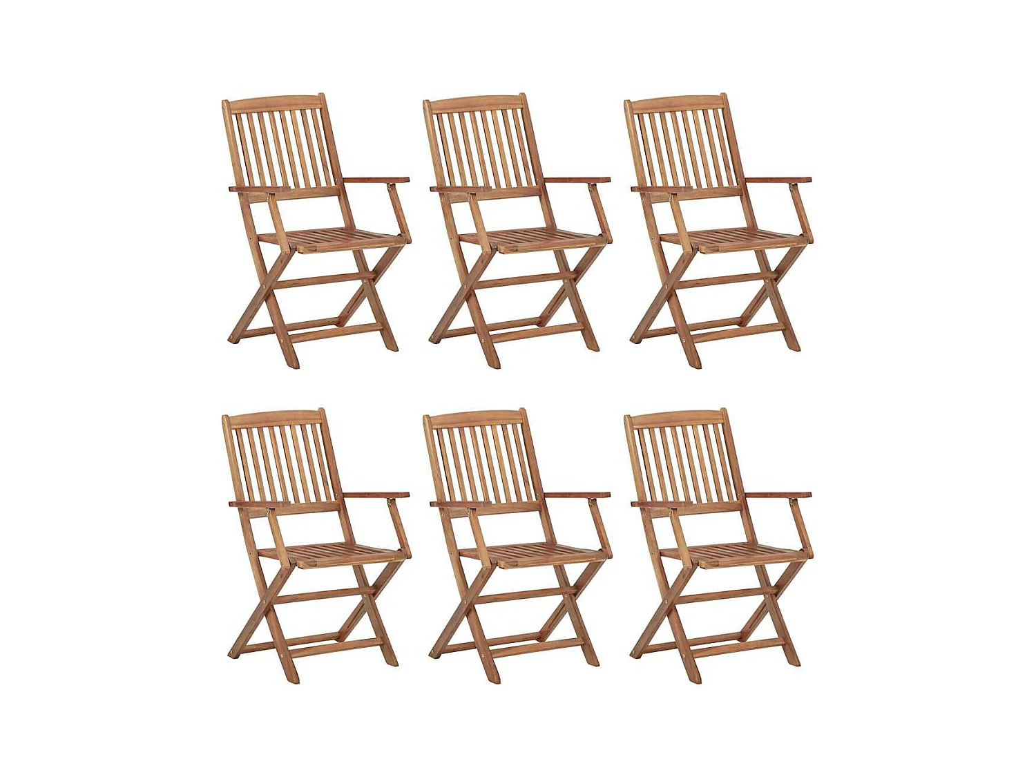 Tuinstoelen 6 st inklapbaar met kussens massief acaciahout