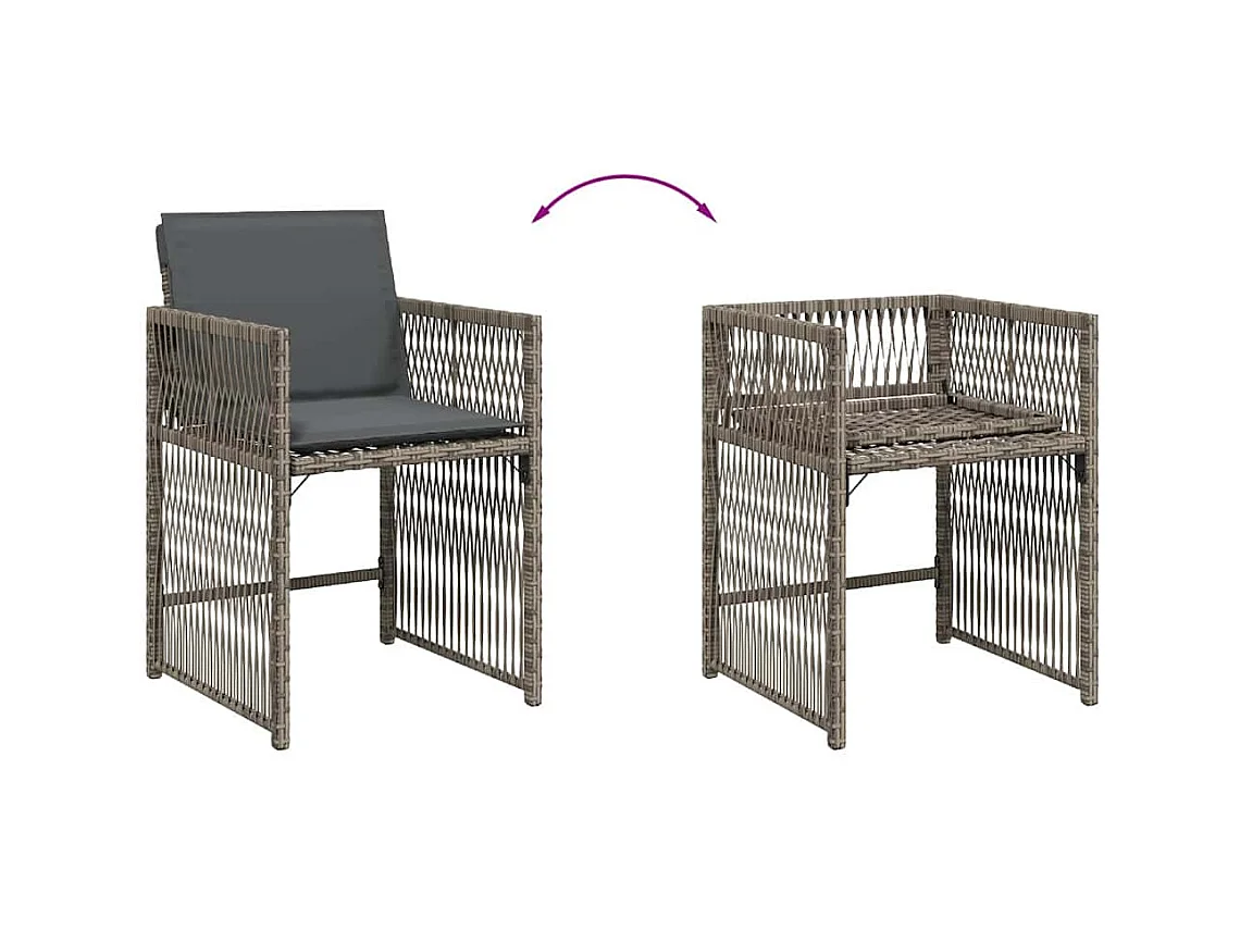 Sillones de jardín con cojines 4 unidades ratán sintético gris