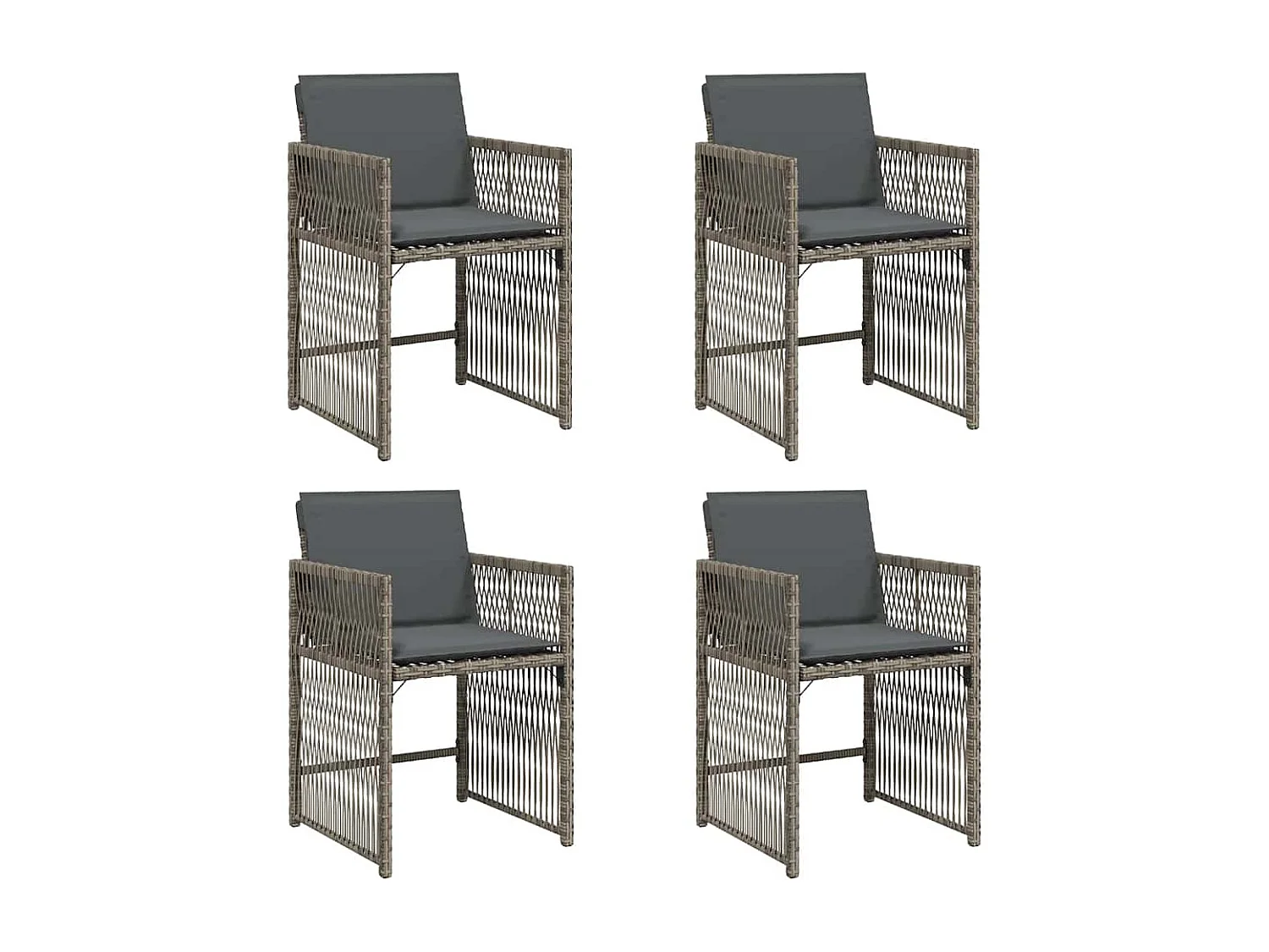 Chaises de jardin avec coussins lot de 4 gris résine tressée