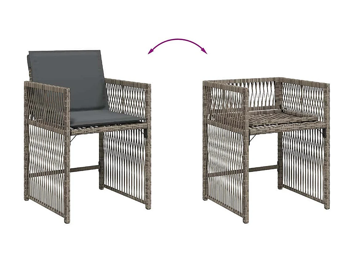 Chaises de jardin avec coussins lot de 4 gris résine tressée