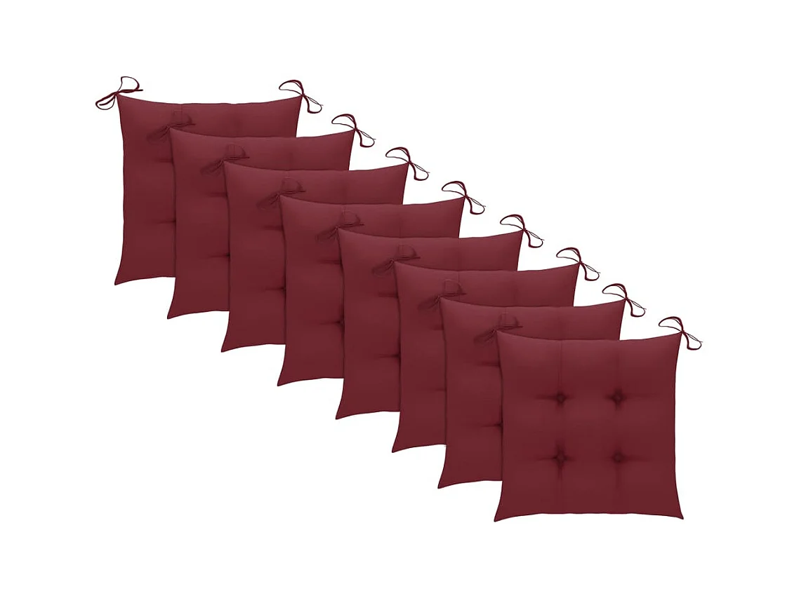 Chaises de jardin 8 pièces avec coussins Bois de teck massif