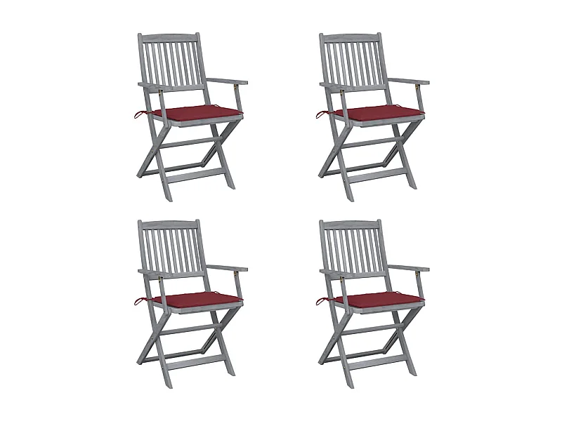 Chaises pliables d'extérieur 4 pièces avec coussins Bois d'acacia