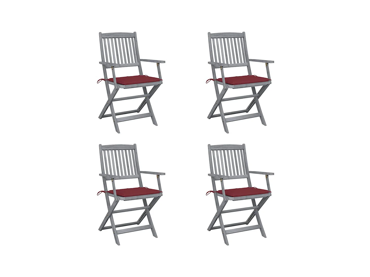 Chaises pliables d'extérieur 4 pièces avec coussins Bois d'acacia