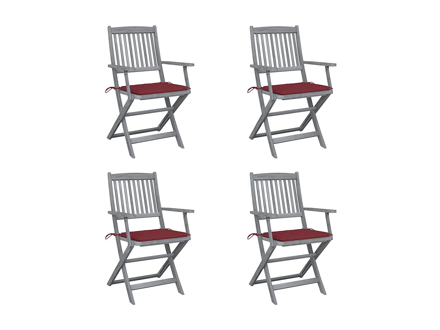 Chaises pliables d'extérieur 4 pièces avec coussins Bois d'acacia