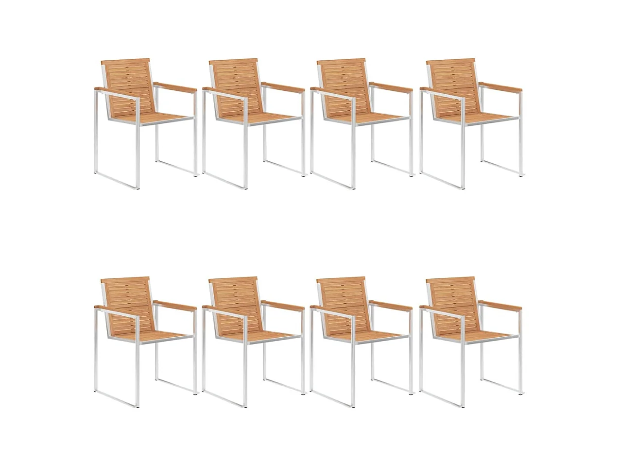Chaises de jardin 8 pièces avec coussins Bois de teck massif