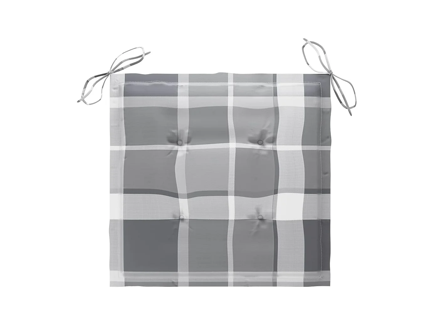 Chaises de jardin et coussins à carreaux gris 4 pièces Teck massif