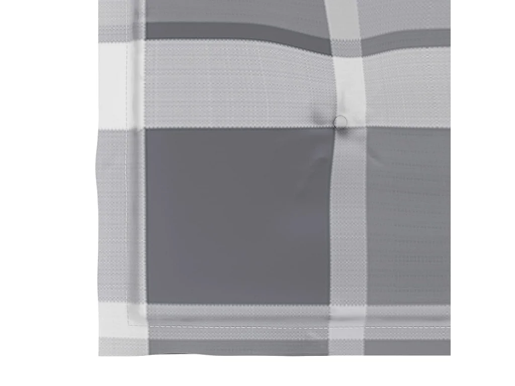 Chaises de jardin et coussins à carreaux gris 4 pièces Teck massif