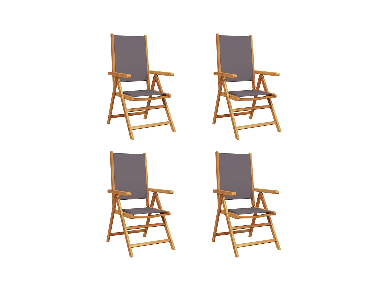 Chaises inclinables de jardin lot de 4 tissu et bois massif