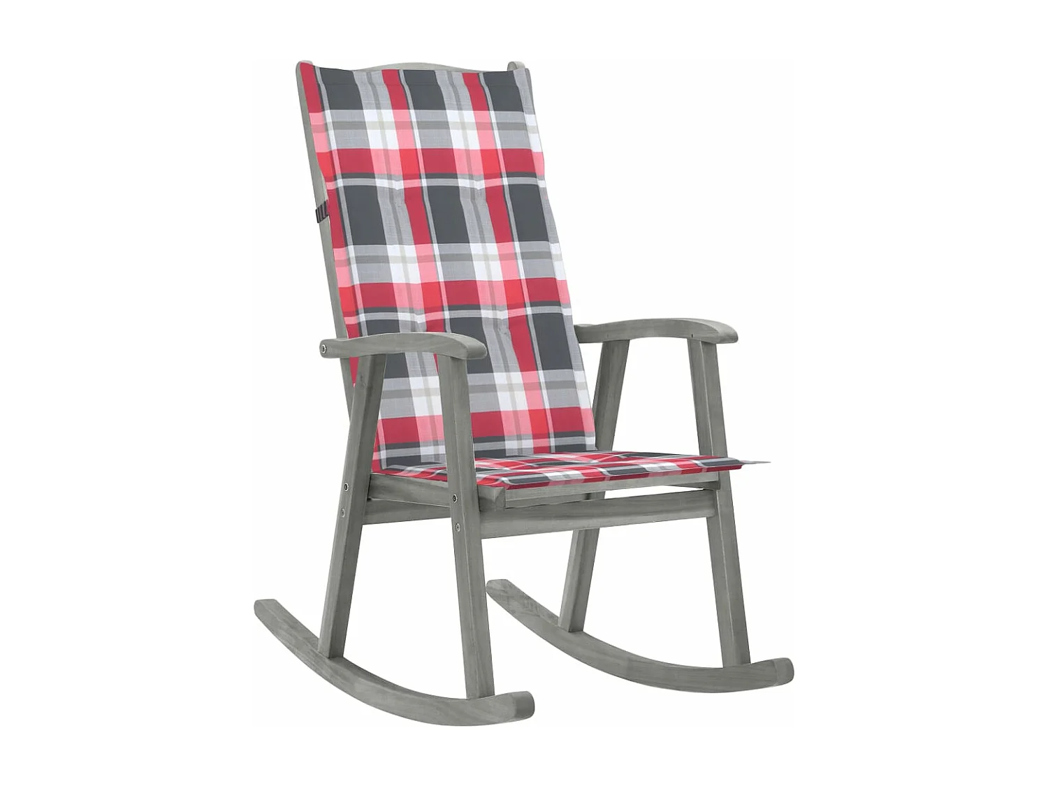 Silla mecedora con cojines madera maciza de acacia gris