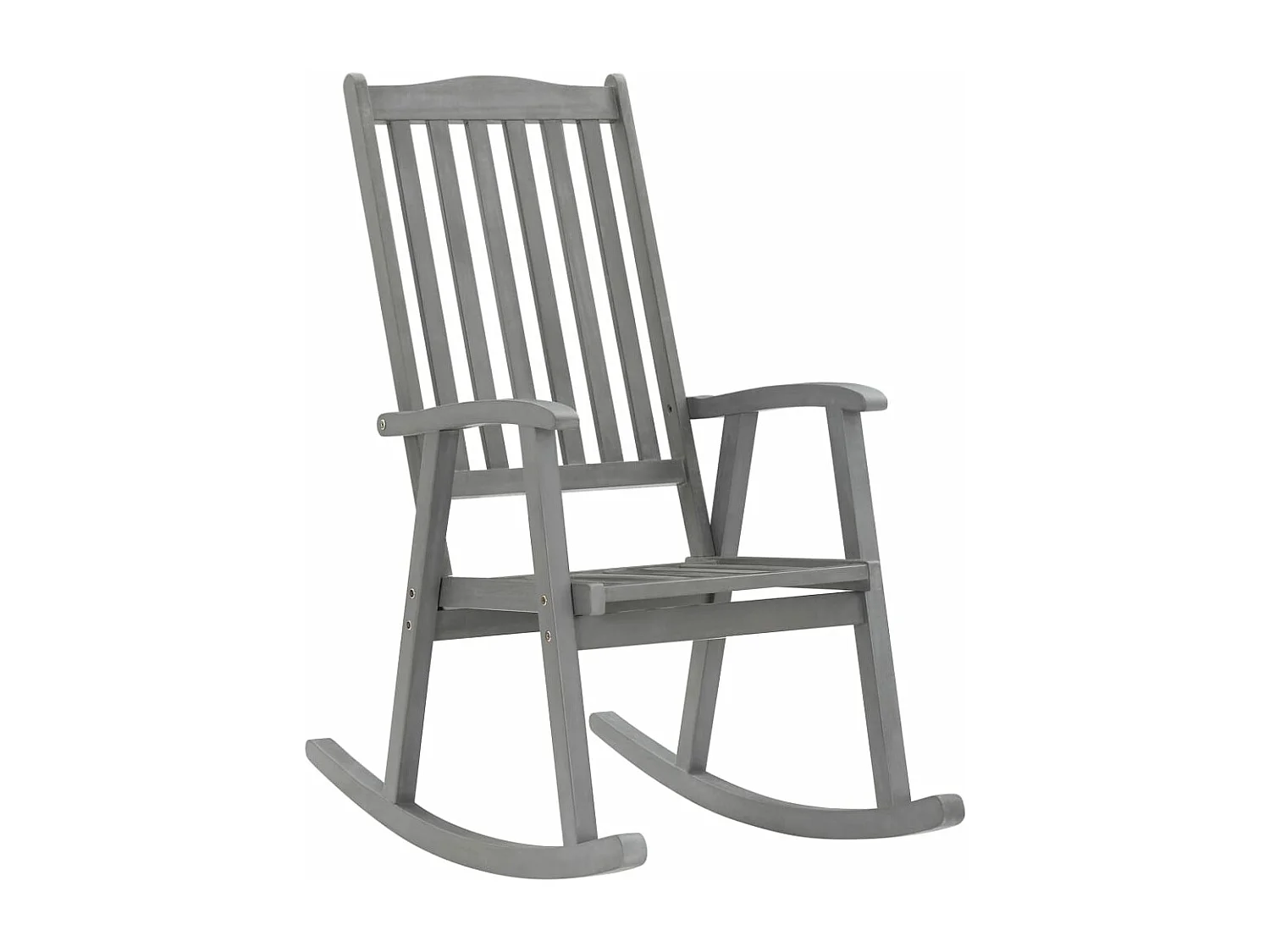 Silla mecedora con cojines madera maciza de acacia gris