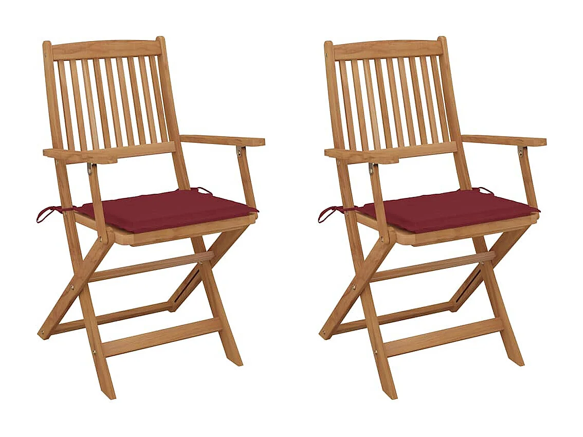 Cadeiras de jardim dobráveis com almofadões 2 peças acácia maciça