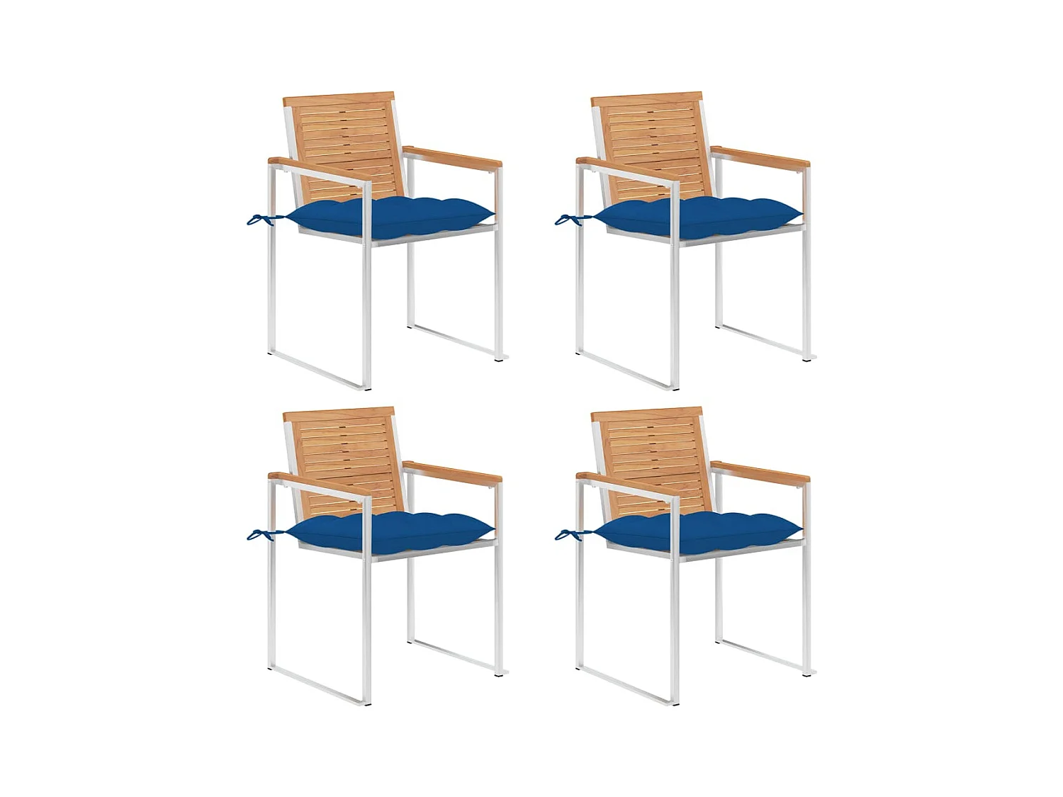 Chaises de jardin 4 pièces avec coussins Bois de teck massif