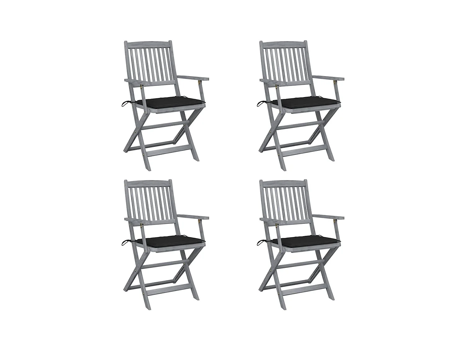 Chaises pliables d'extérieur 4 pièces avec coussins Bois d'acacia
