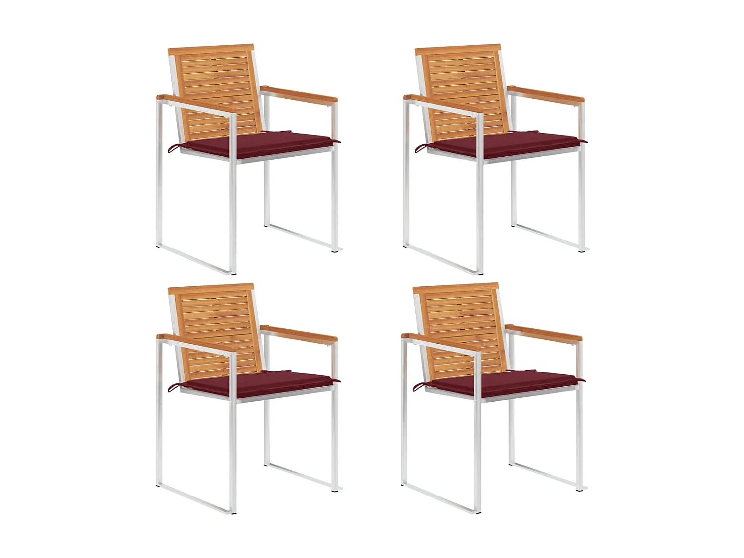 Chaises de jardin 4 pièces avec coussins Bois d'acacia massif