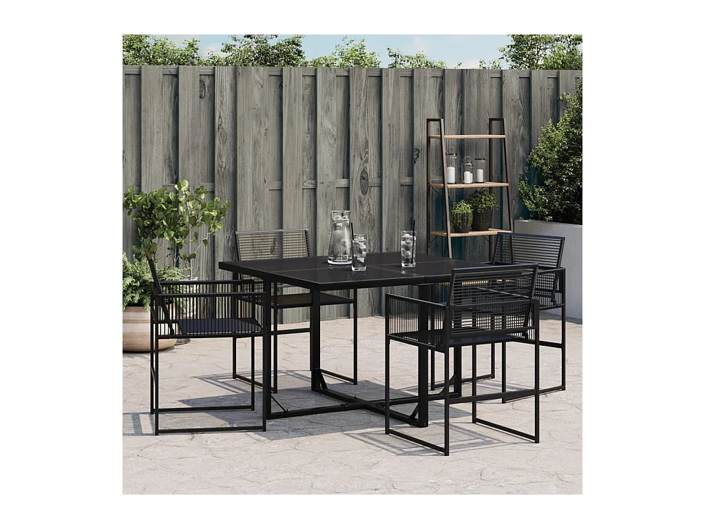 Tuinstoelen 4 stukkenpoly rattan zwart