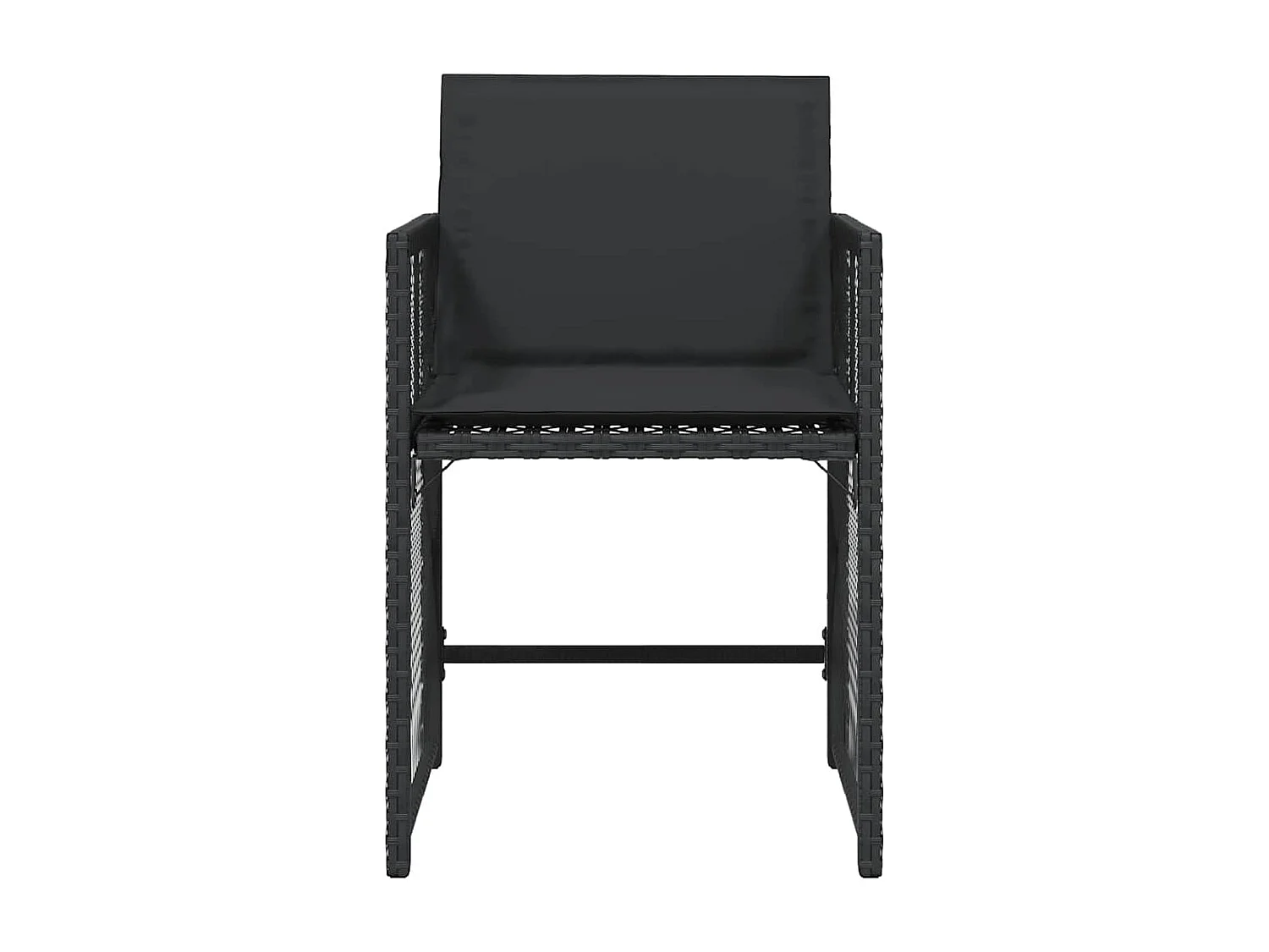 Cadeiras de jardim com almofadões 4 peças vime PE preto