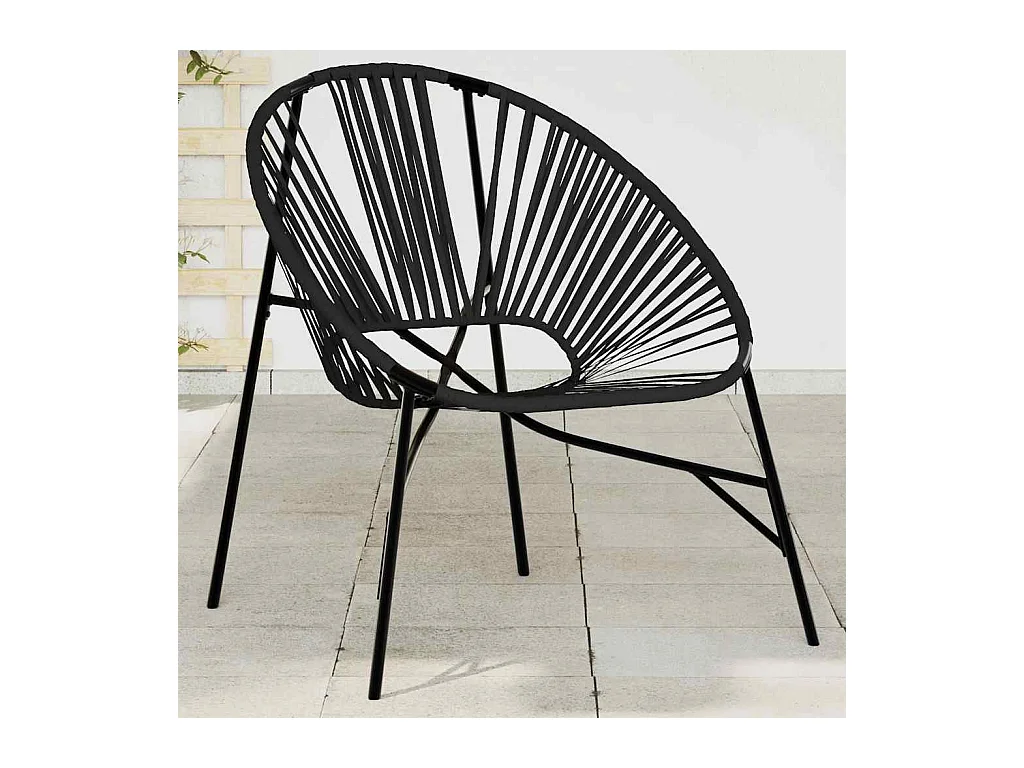 Tuinei stoel poly rattan zwart