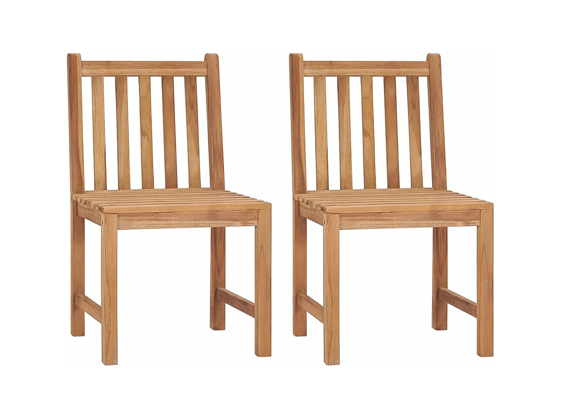 Chaises de jardin 2 pièces avec coussins Bois de teck massif