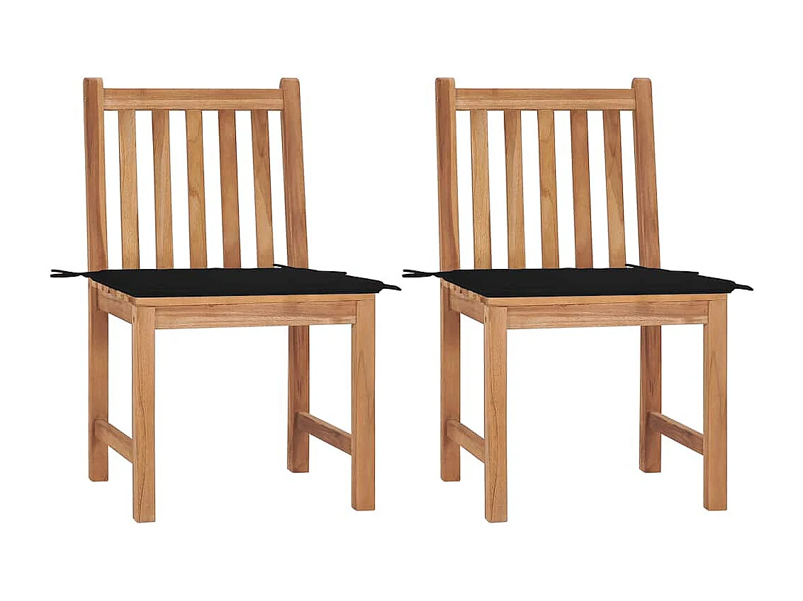 Chaises de jardin 2 pièces avec coussins Bois de teck massif
