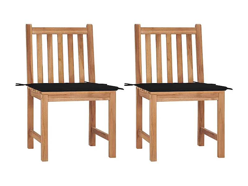 Tuinstoelen 2 stukkenmet kussens massief teakhout