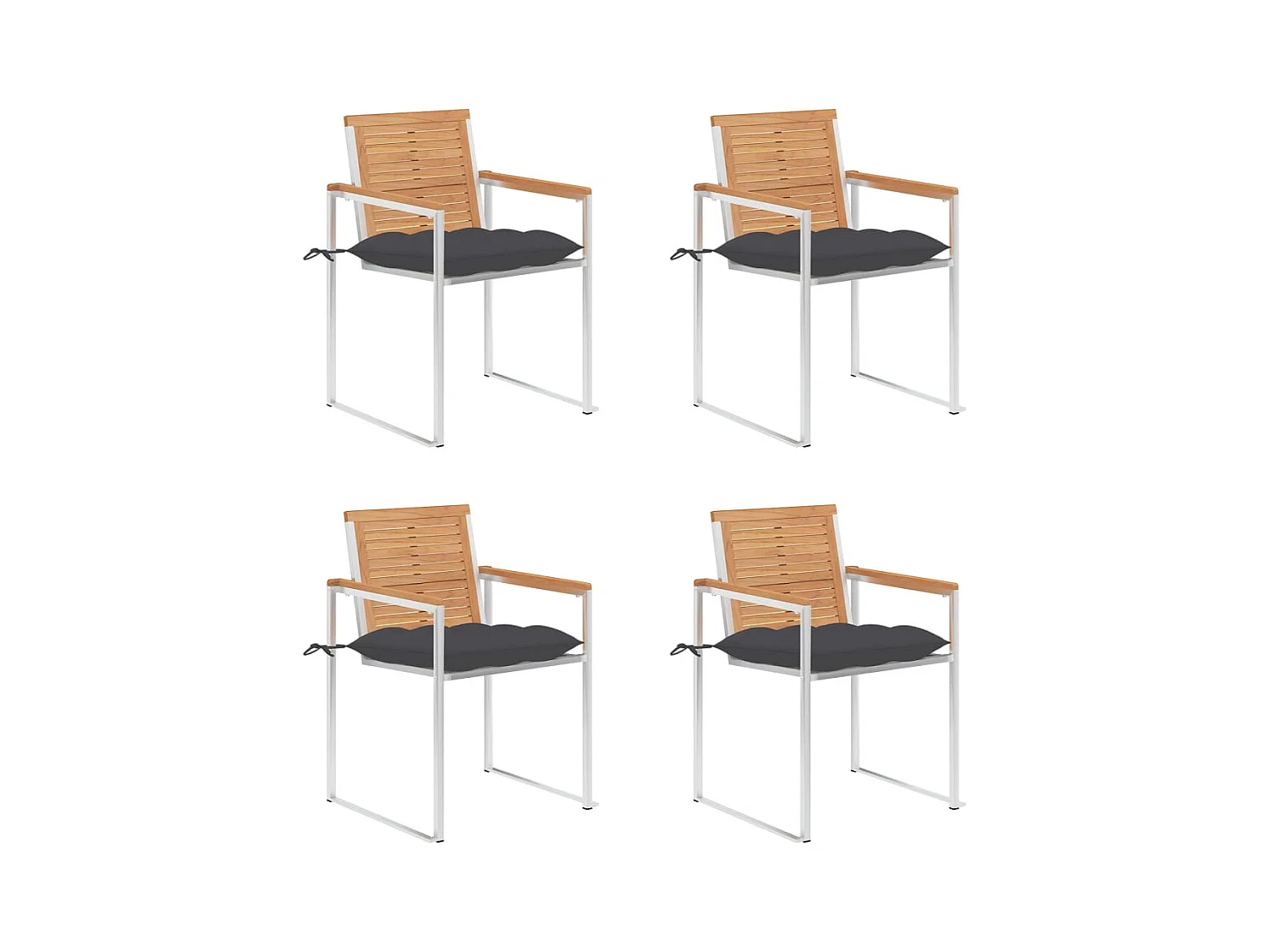 Tuinstoelen 4 st met kussens massief teakhout