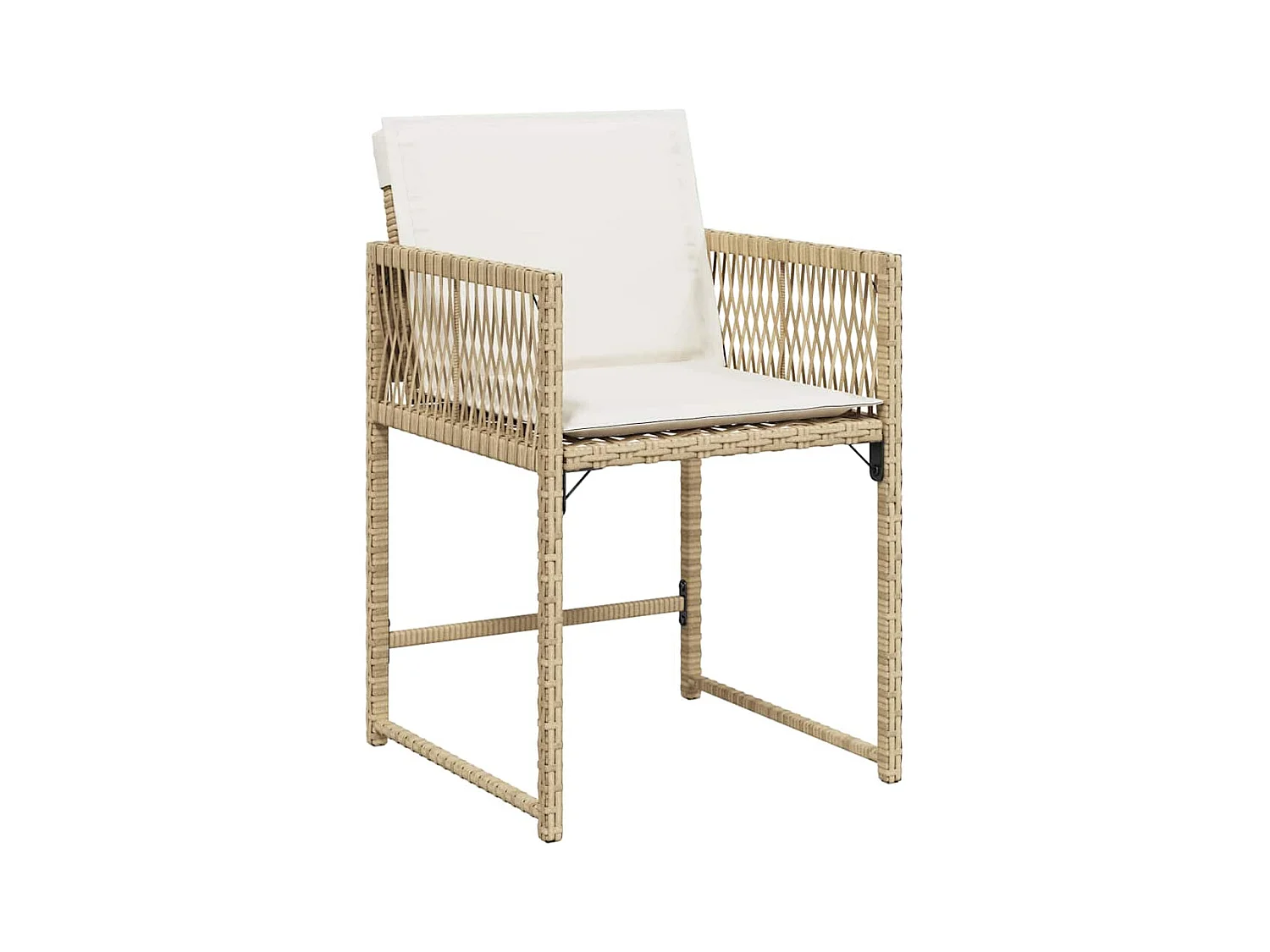 Cadeiras de jardim com almofadões 4 peças vime PE bege