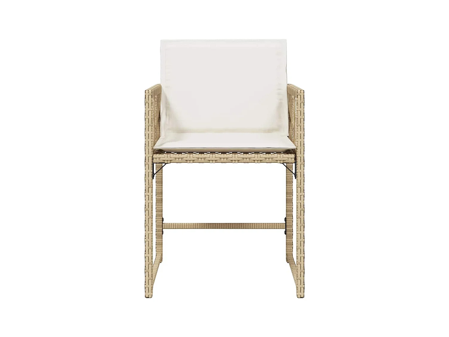 Cadeiras de jardim com almofadões 4 peças vime PE bege