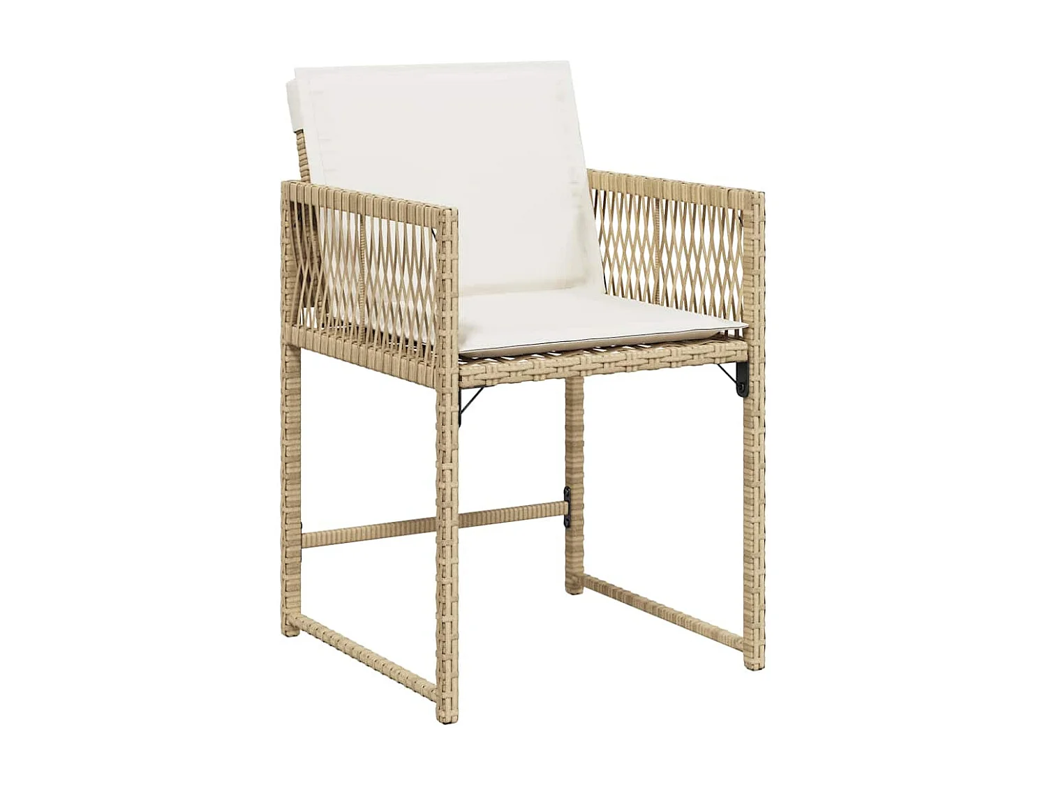 Chaises de jardin avec coussins lot de 4 beige résine tressée