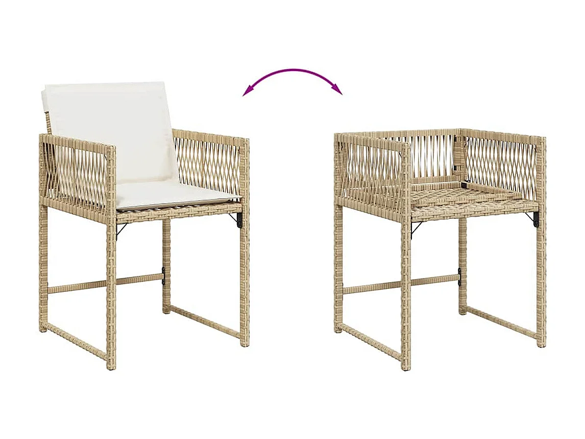 Chaises de jardin avec coussins lot de 4 beige résine tressée
