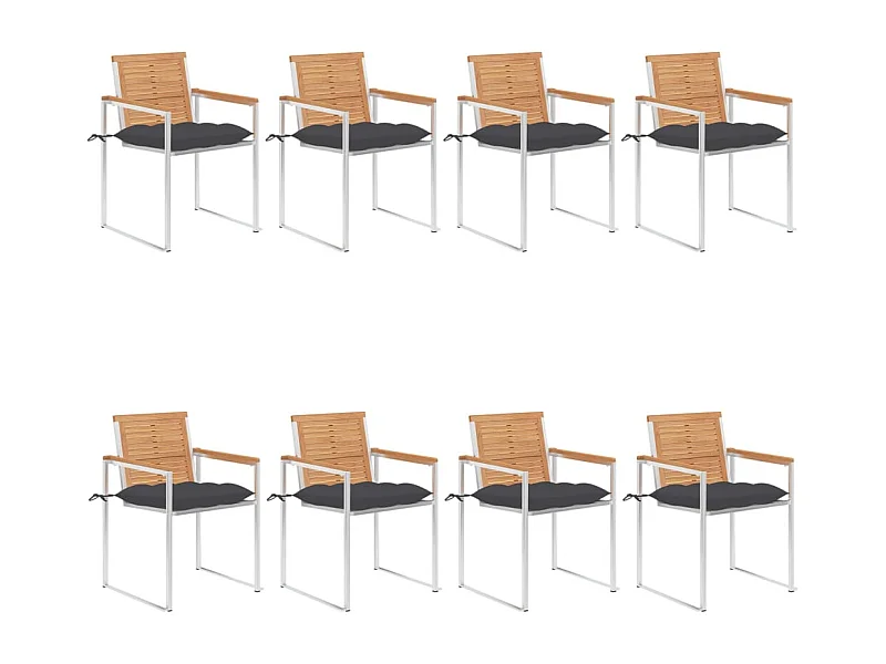 Tuinstoelen 8 st met kussens massief teakhout