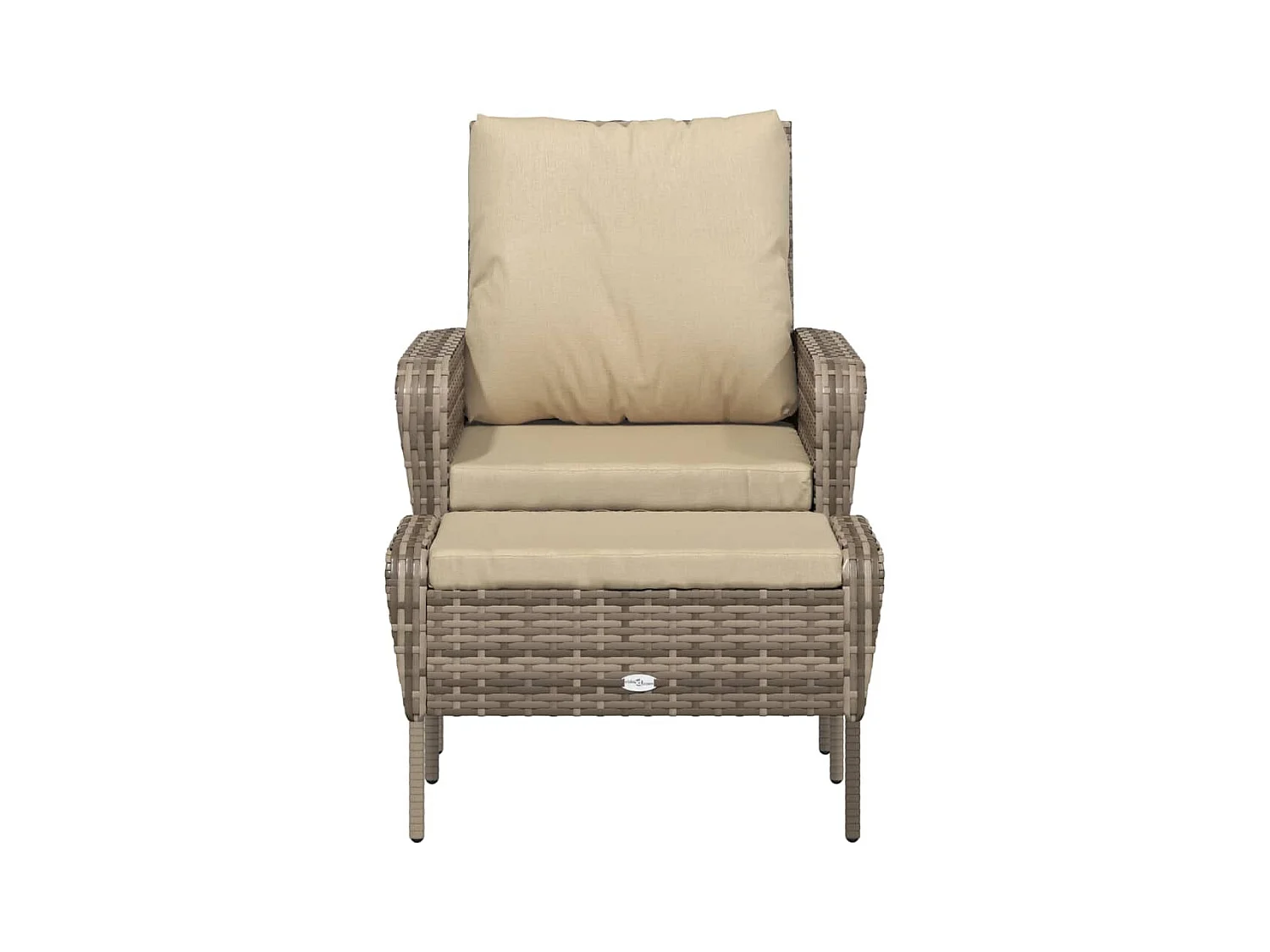 Chaise de jardin avec tabouret marron clair résine tressée