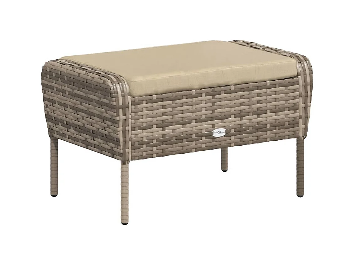 Chaise de jardin avec tabouret marron clair résine tressée