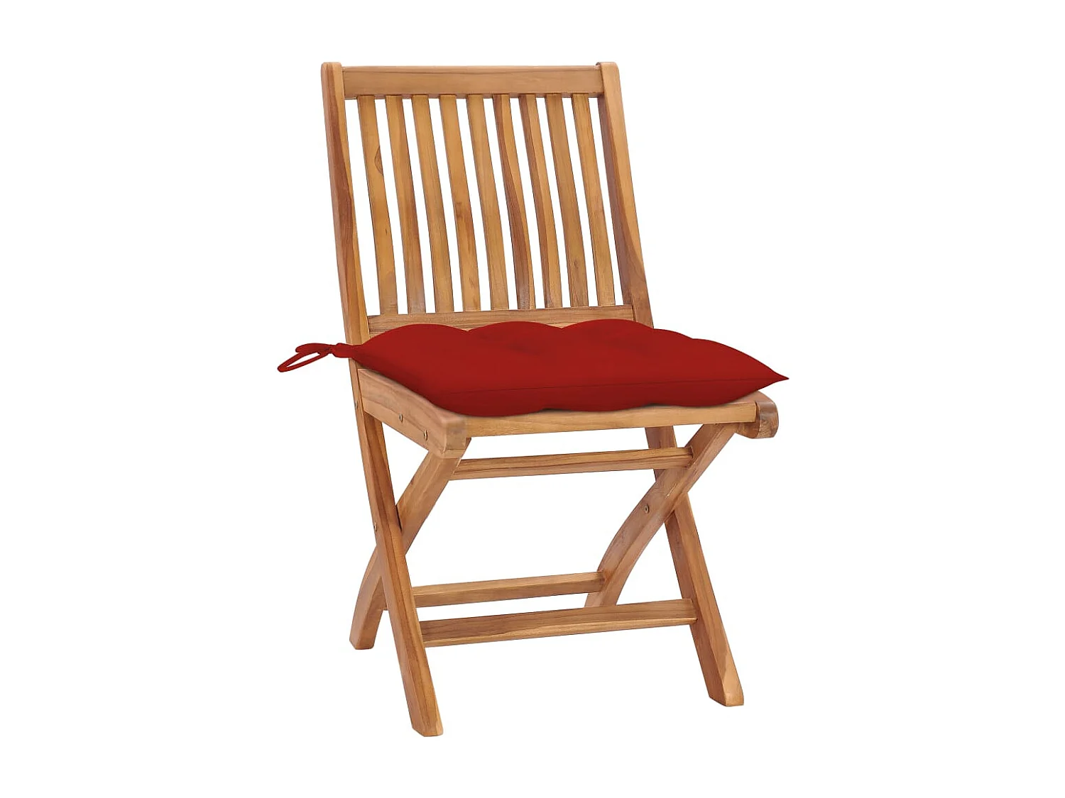 Chaises de jardin 2 pièces avec coussins rouge Bois de teck massif