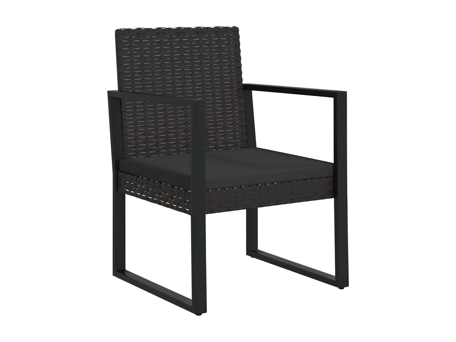Fauteuil de jardin avec coussin Noir Résine tressée