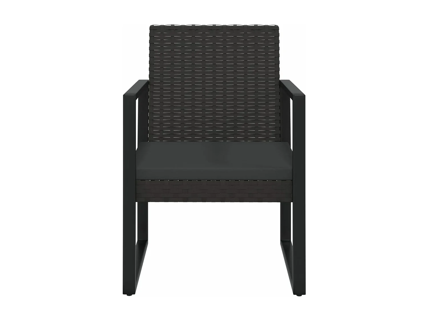 Fauteuil de jardin avec coussin Noir Résine tressée