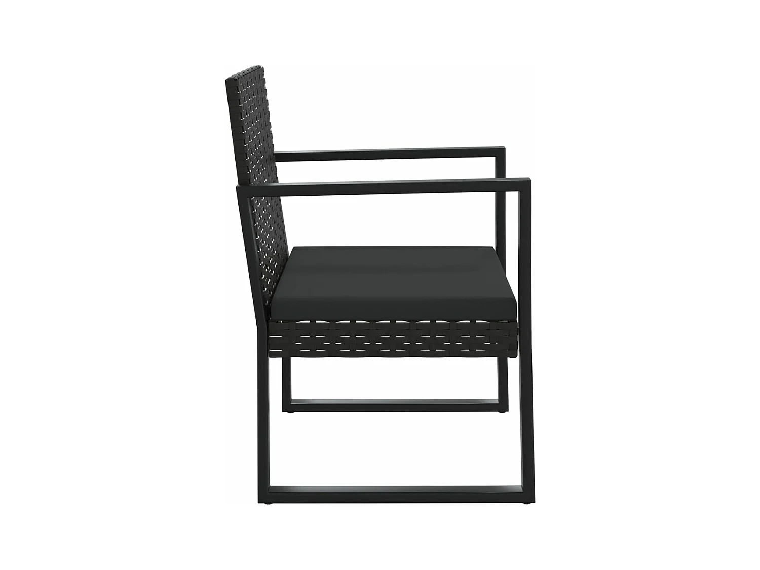Fauteuil de jardin avec coussin Noir Résine tressée