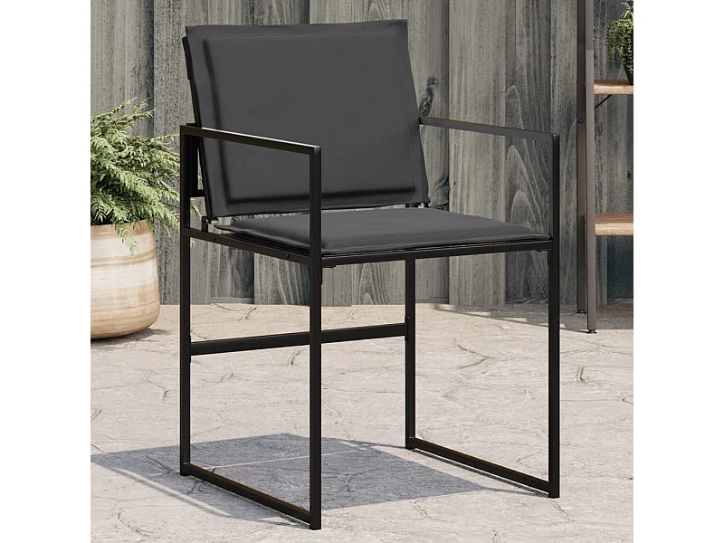 Chaises de jardin et coussins lot de 4 noir acier et textilène