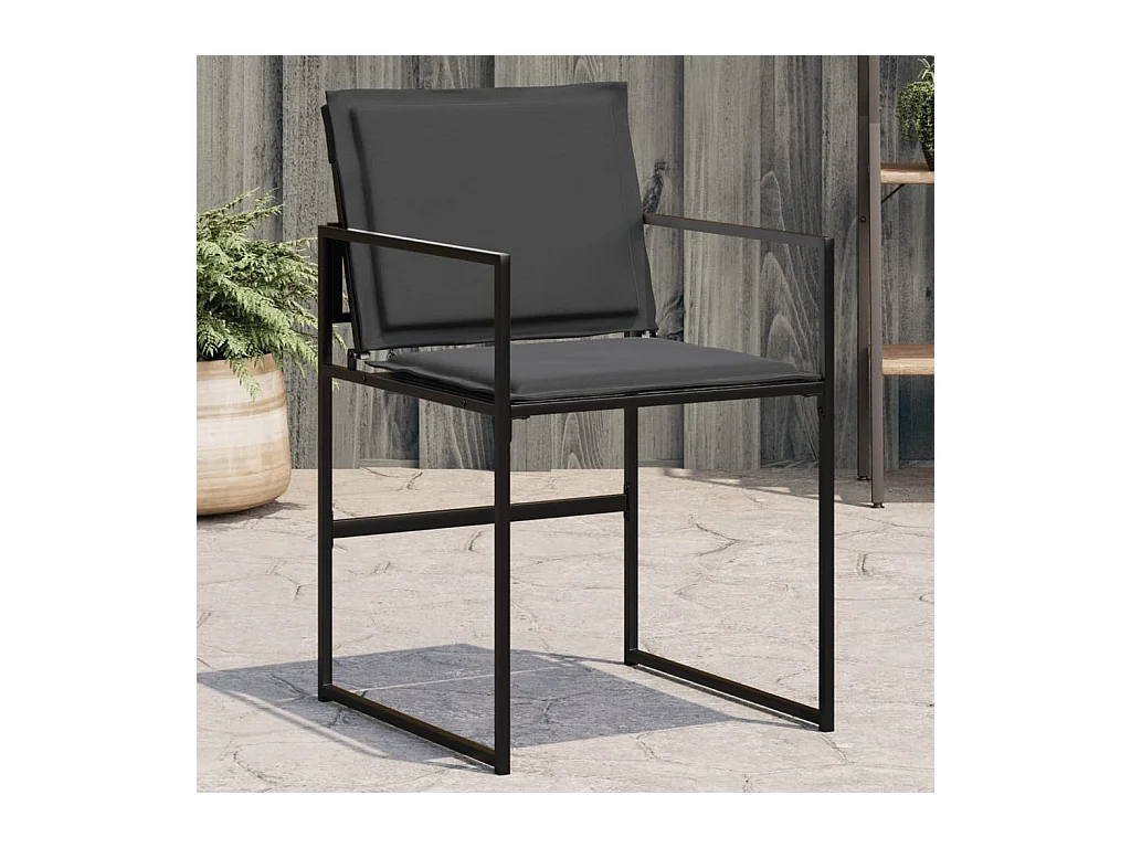 Chaises de jardin et coussins lot de 4 noir acier et textilène