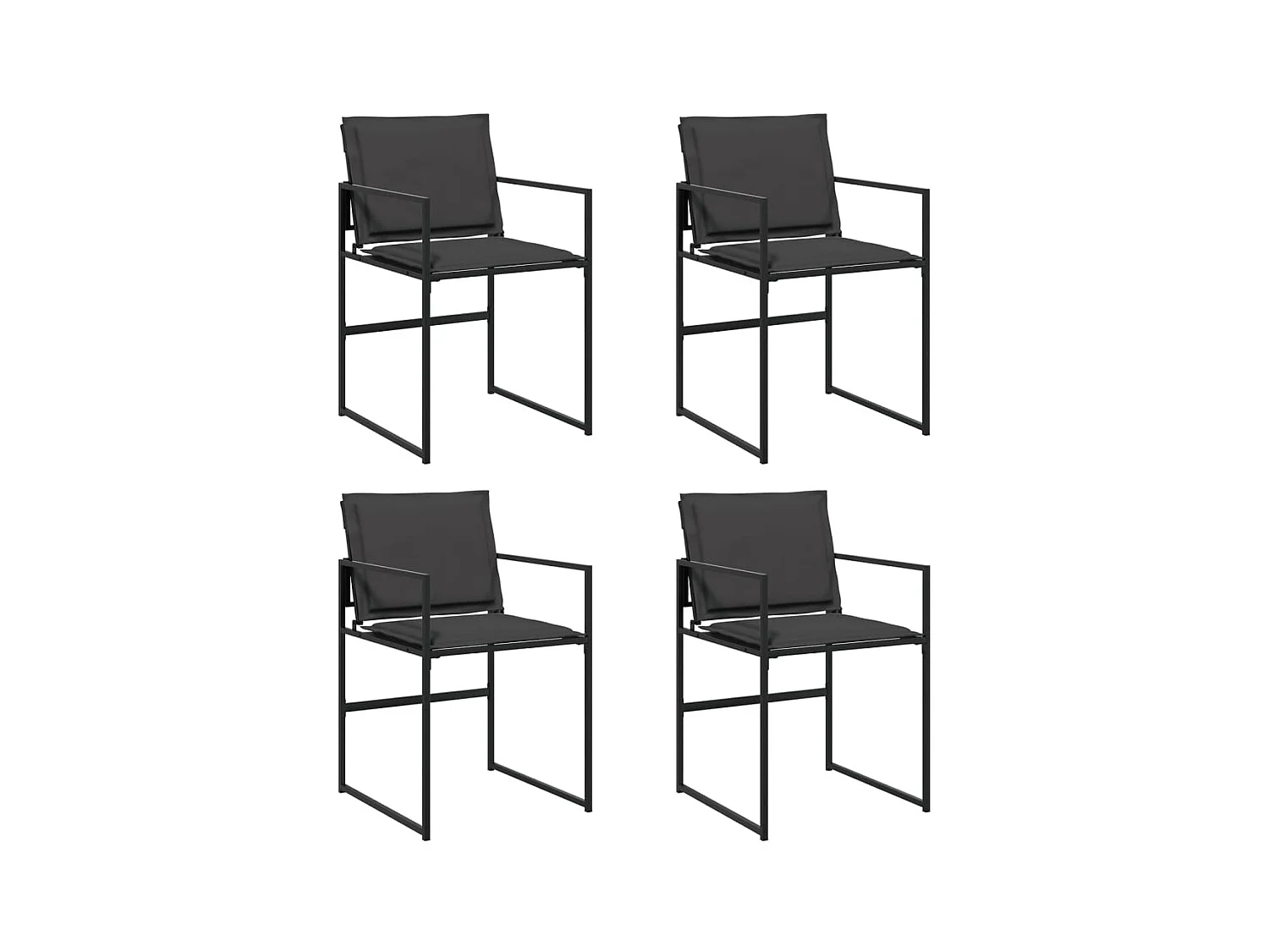 Chaises de jardin et coussins lot de 4 noir acier et textilène