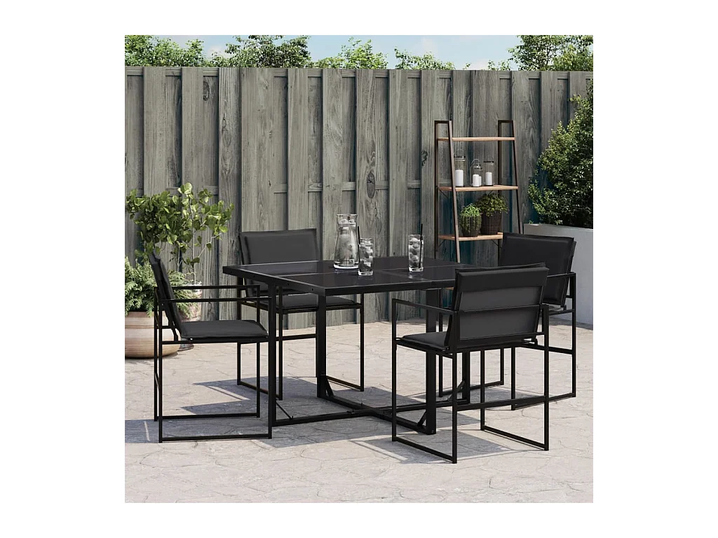 Chaises de jardin et coussins lot de 4 noir acier et textilène