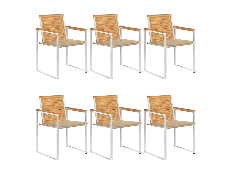 Chaises de jardin 6 pièces avec coussins Bois de teck massif