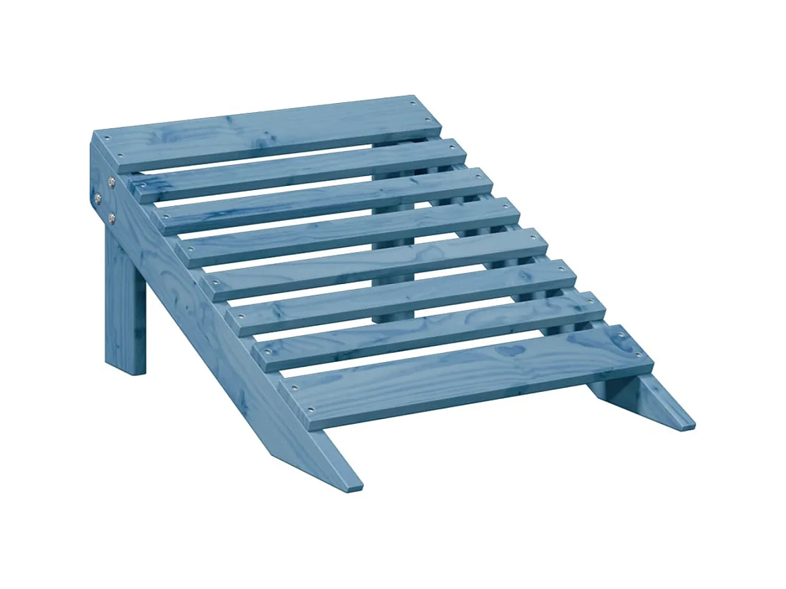 Chaise Adirondack avec pouf bleu bois massif de sapin