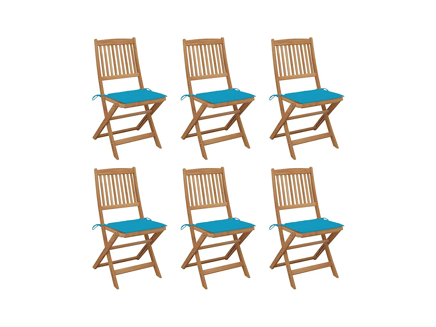 Chaises pliables de jardin 6 pièces avec coussins Bois d'acacia