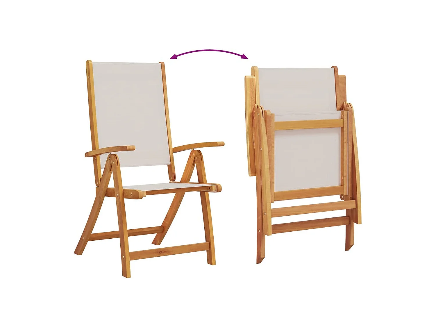 Sillas de jardín plegables 8 unidades madera maciza acacia textileno