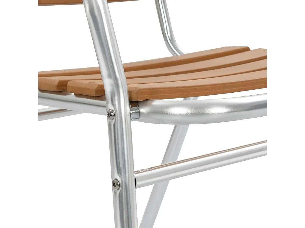 Sillas de jardín apilables 4 unidades aluminio y WPC plateado